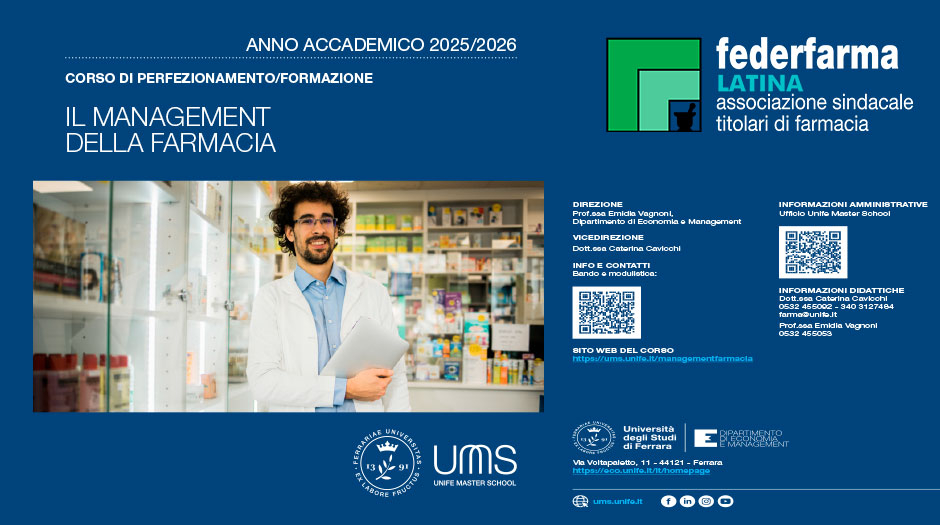Corso di perfezionamento e formazione il management della farmacia